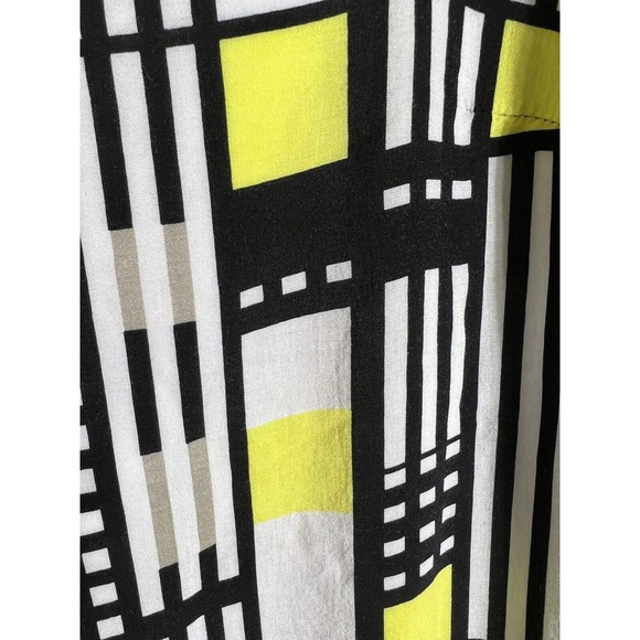 Tribal Geometric Sleeveless Dress Womens Size 8 Lined Rayon Pockets Black Yellow - Picture 9 of 16